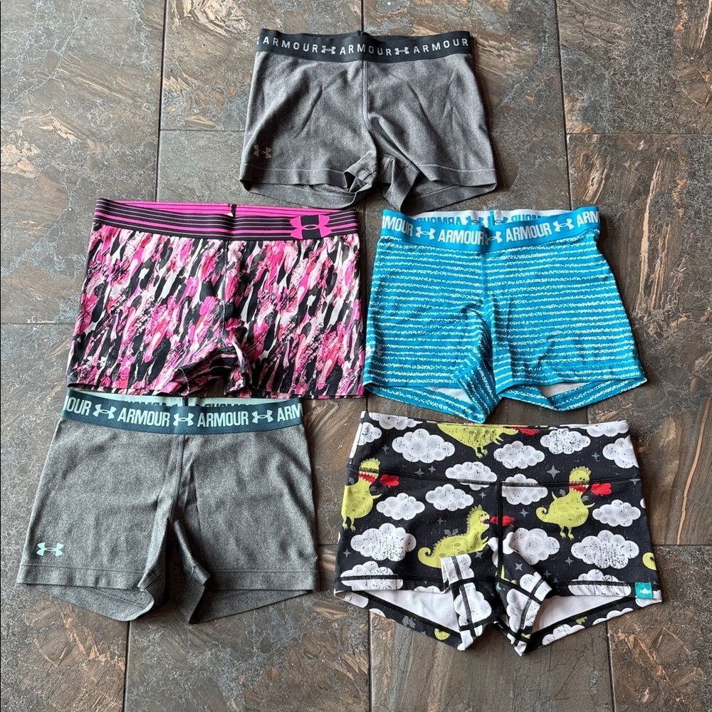 Under Armour and an off brand bundle of Spandex Athletic Shorts size tag removed